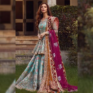 Custom Stitch Pakistani Indian Women Wedding Bridal Lehenga Dress Heavy Beads And Stones Designer Embroidered Nikkah Party Anarkali Dress