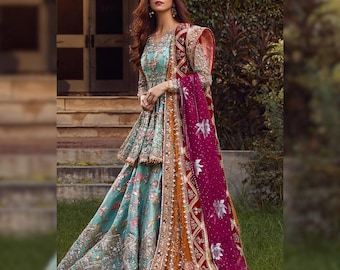 Custom Stitch Pakistani Indian Women Wedding Bridal Lehenga Dress Heavy Beads And Stones Designer Embroidered Nikkah Party Anarkali Dress