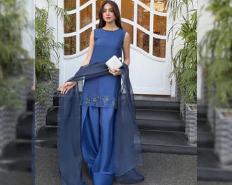 3 Piece Sheesha Silk Farshi Salwar Suit | Pakistani Indian Designer Salwar Kameez | Embroidered Party Dress | Luxury Festive Eid Outfit