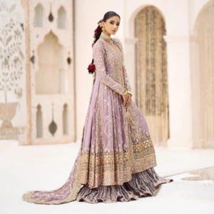 Embroidered Chiffon Lehenga Choli: Pakistani Bridal Dress, Nikkah Outfit