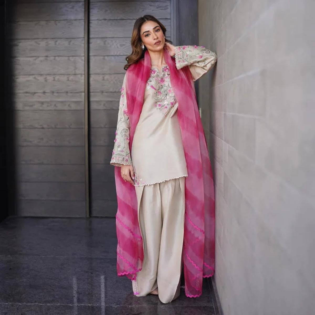 Designer Farshi Salwar Kameez Suit Pakistani Indian Dress Patiala Silk