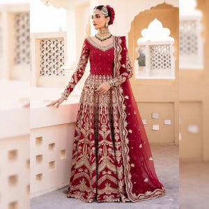 Designer Lehenga Choli Pakistani Indian Bridal Dress Custom Stitch Embroidered Net Peshwas For Nikkah & Mehendi Anarkali Gown Wedding Outfit