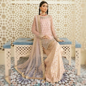 Pink Pakistani Indian Designer Dress, Pakistani Wedding Wear, Pakistani Party Wear, 3PC Pakistani Suit, Luxury Salwar Kameez Nikkah Dress