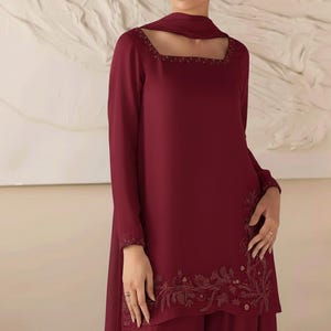 Farshi Shalwar Suit Pakistani Designer Silk Shalwar Kameez Embroidered Dress Latest Punjabi Patiala Partywear Nikkah Dress Ethnic EId Outfit Red