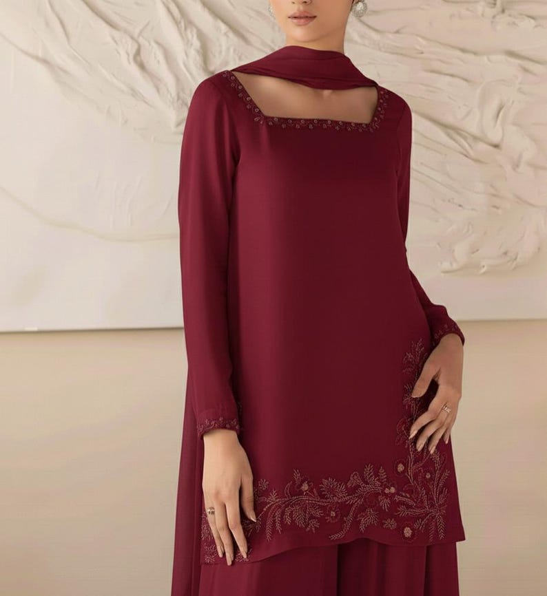 Farshi Shalwar Suit Pakistani Designer Silk Shalwar Kameez Embroidered Dress Latest Punjabi Patiala Partywear Nikkah Dress Ethnic EId Outfit Red