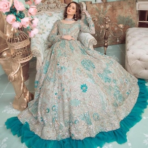 Custom Stitch Pakistani Indian Women Wedding Bridal Dress Heavy Embroidered Lehenga Choli Designer Maxi Nikkah Outfit Mehendi Anarkali Dress