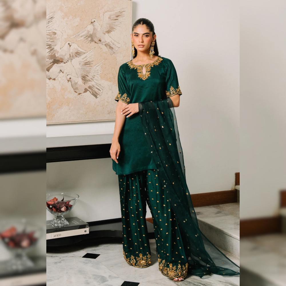 Sheesha Silk Farshi Shalwar Suit Pakistani Indian Designer Dress Embroidered Shalwar Kameez Eid & Wedding Guest Outfit Party Wear