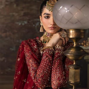 Red Designer Lehenga Choli Pakistani Indian Bridal Dress Custom Stitch Embroidered Net Peshwas Dress For Nikkah Mehendi Dress Wedding Outfit