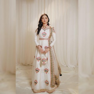 Pakistani Indian Designer Anarkali Dress Embroidered Silk Suit For Nikkah Mehendi Holi Wedding Party Wear Desi Ethnic Eid Outfit for Women