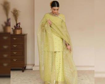 Sheesha Silk Farshi Shalwar Suit | Pakistani Indian Designer Dress | Embroidered Party Wear Salwar Kameez | Wedding Guest Outfit