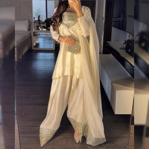 Embroidered Farshi Shalwar Suit Silk Pakistani Designer Shalwar Kameez Dress Latest Punjabi Patiala Partywear Nikkah Dress Ethnic Outfit