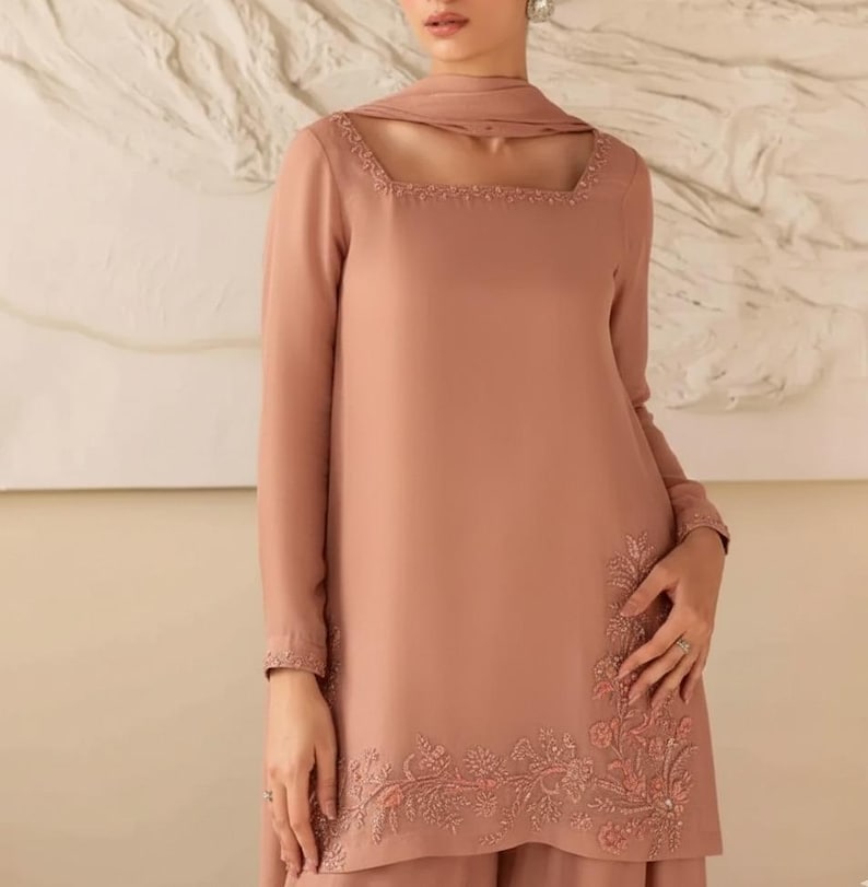 Farshi Shalwar Suit Pakistani Designer Silk Shalwar Kameez Embroidered Dress Latest Punjabi Patiala Partywear Nikkah Dress Ethnic EId Outfit Dusty Pink