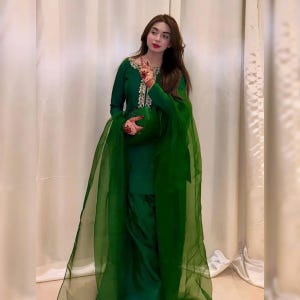 Pakistani Designer Pure Tasil Silk 3PC Dress Hand Embellished Summer Outfit With Organza Dupatta Shalwar Kameez Suit For Eid, & Formal Wear