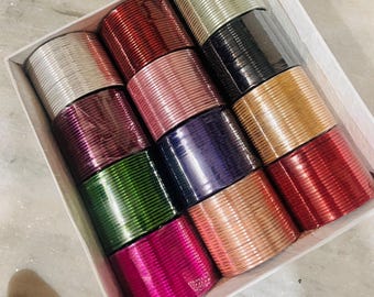 288 Metal Bangle Box Indian Mix & Match Churi Set, Size 2.10, 2.12, Wedding Bridal Gift Jewelry