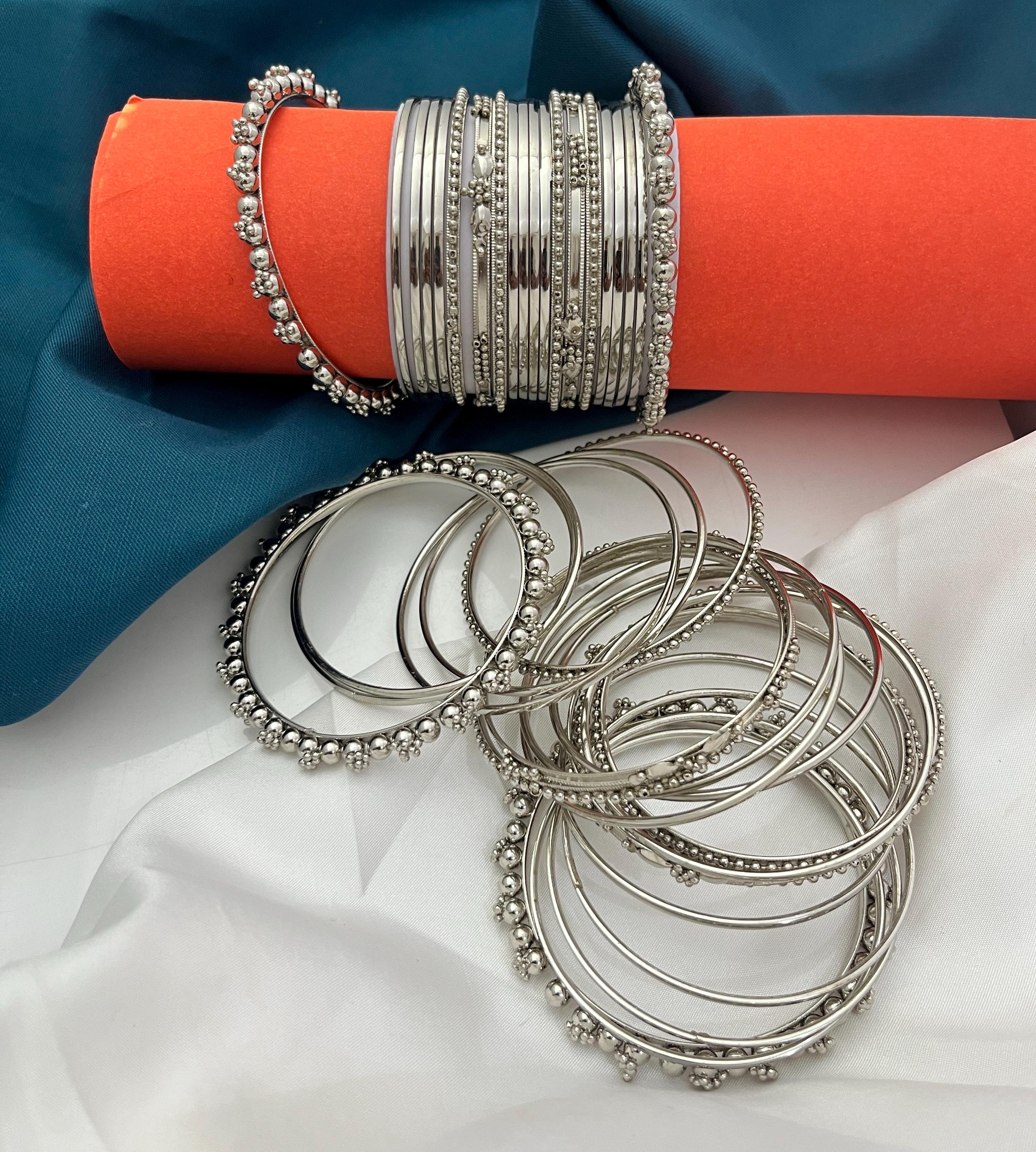 2pc Banjara Antique Oxidized Kada, Indian Silver Bangle Bracelet