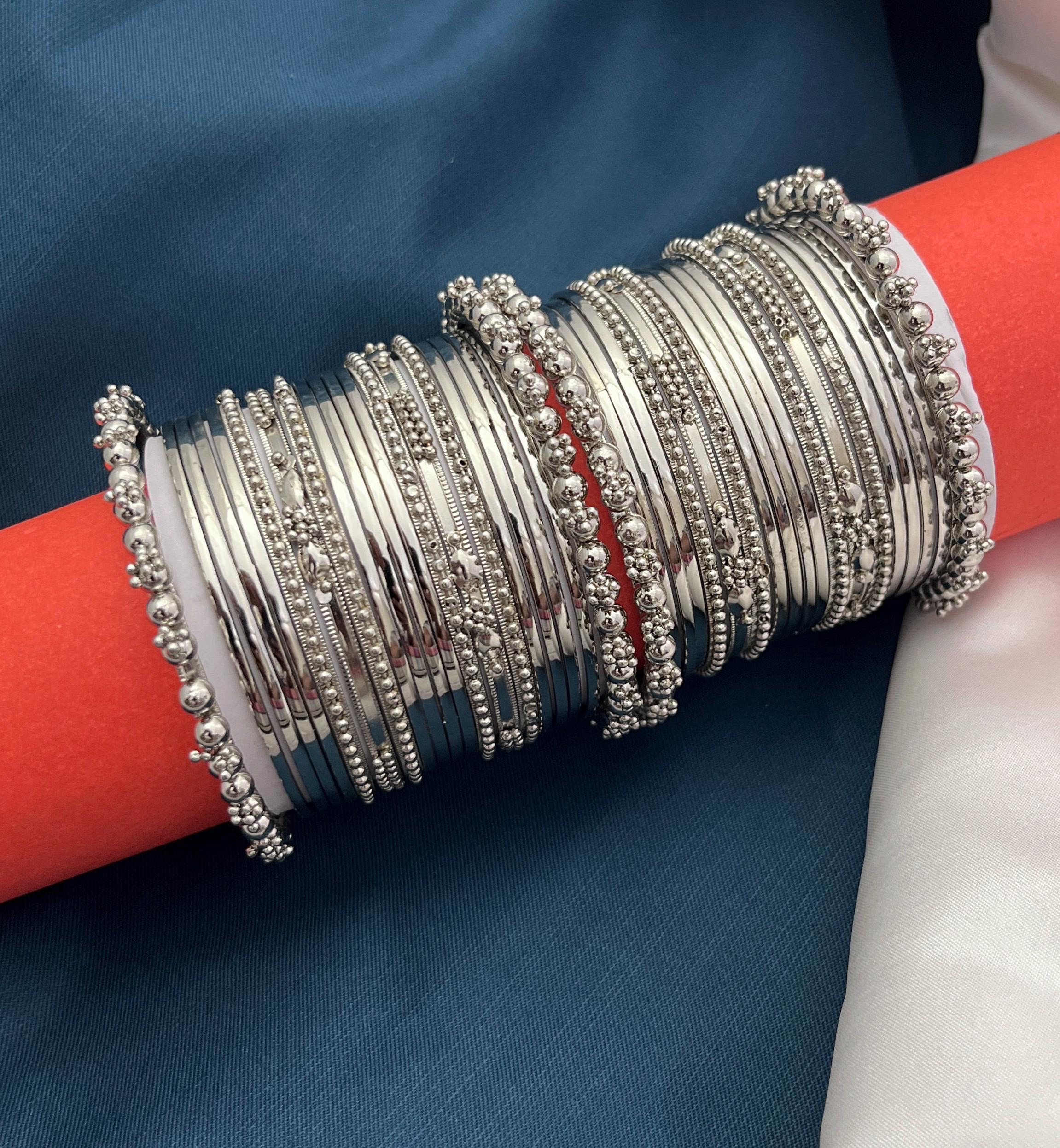 2pc Banjara Antique Oxidized Kada, Indian Silver Bangle Bracelet