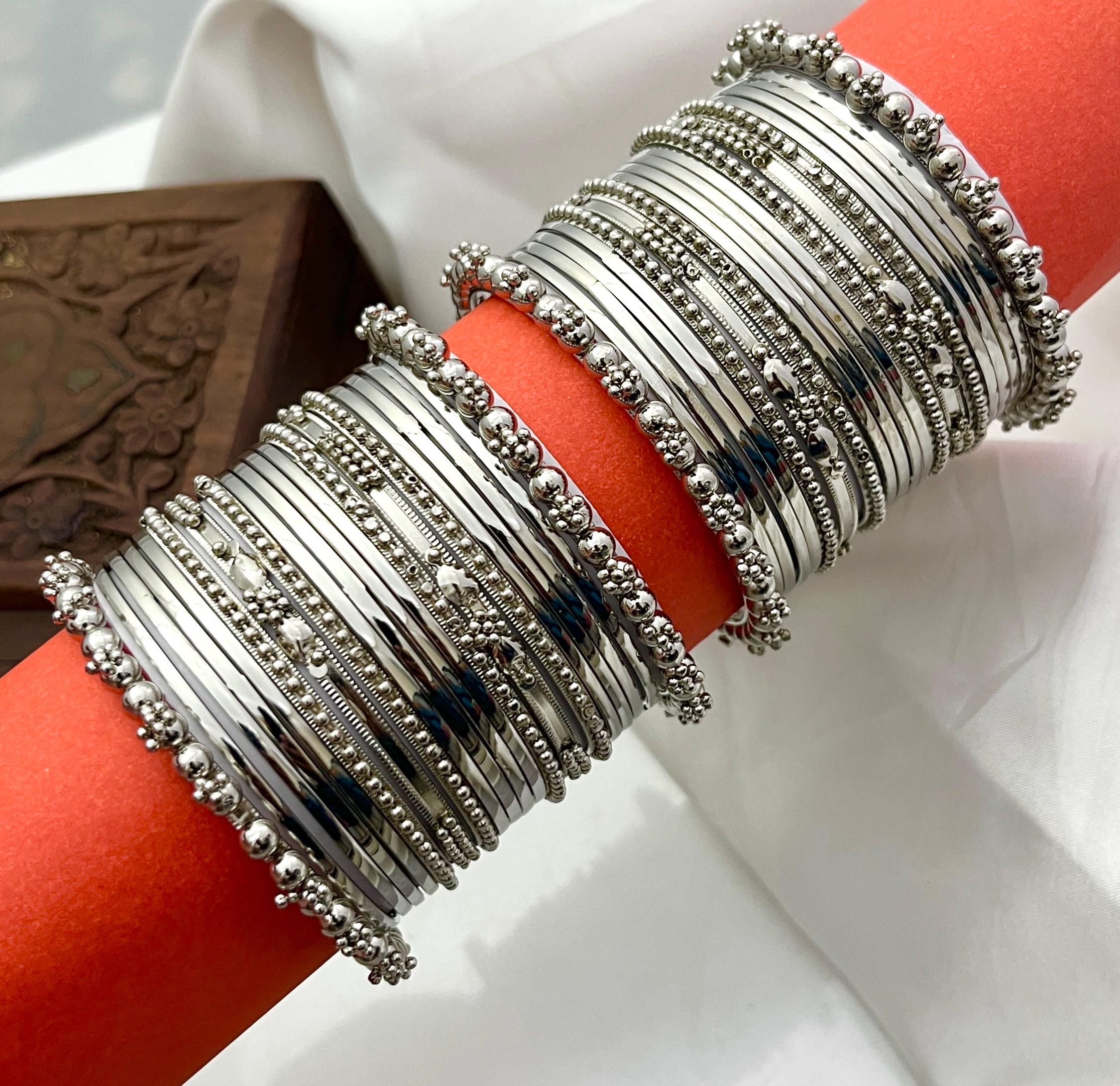 2pc Banjara Antique Oxidized Kada, Indian Silver Bangle Bracelet