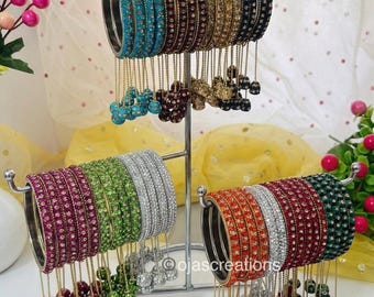 Set Indiase veelkleurige witgouden hangende armbanden, bruidssieraden, Latkan armbanden, cadeau