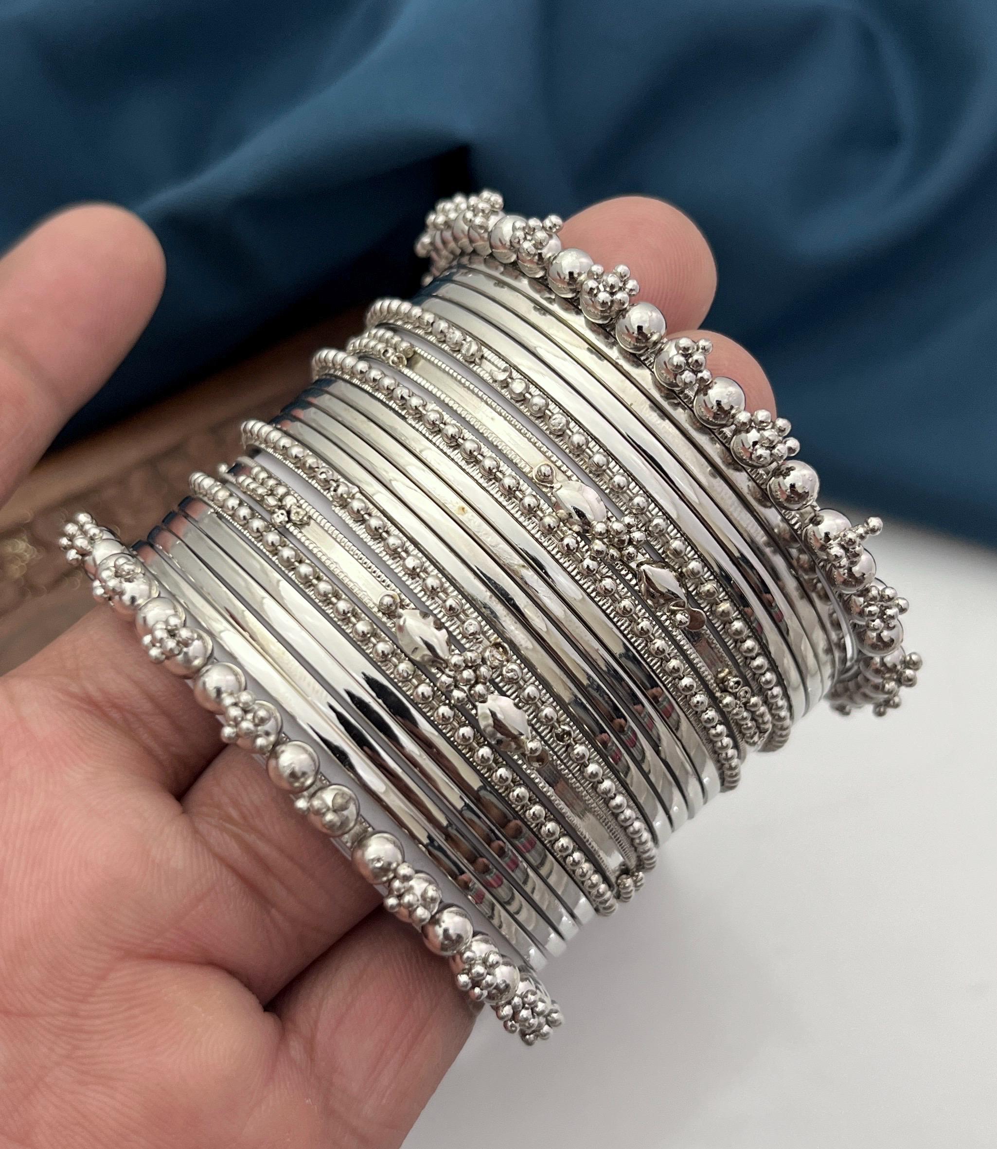 2pc Banjara Antique Oxidized Kada, Indian Silver Bangle Bracelet