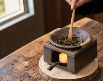Brûle-encens en céramique avec plateau rond