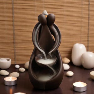 Couple Backflow Incense Burner – Ceramic Waterfall Design, Romantic Zen Gift