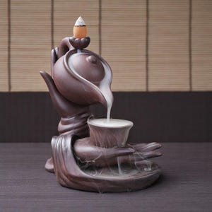 Ceramic Hand Incense Burner – Backflow Waterfall Design, Zen Aromatherapy Gift