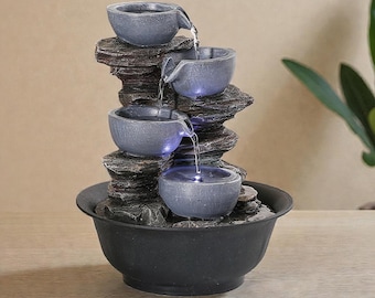 Indoor Wasserbrunnen mit Cascading Bowls Zen Table Decor