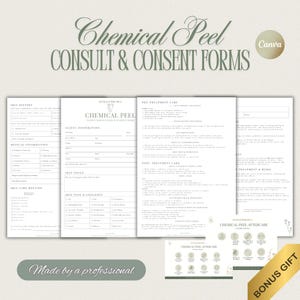 Formularze peelingu chemicznego, formularze konsultacji z klientem, formularze zgody kosmetyczki, formularze twarzy, karty opieki pooperacyjnej, edytowalne szablony spa, peeling ciała