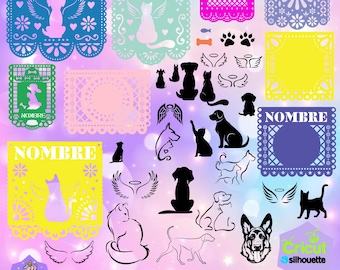 Papel picado PETS Mod 3. Includes stencil fonts