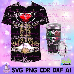 Puede incluir: Una camiseta negra con un diseño dorado y negro de un hombre con un traje de charro mexicano tradicional. El diseño incluye un sombrero, una chaqueta y pantalones. La camiseta está al lado de un vaso de acero inoxidable con un diseño verde, blanco y rojo. El vaso tiene una tapa.