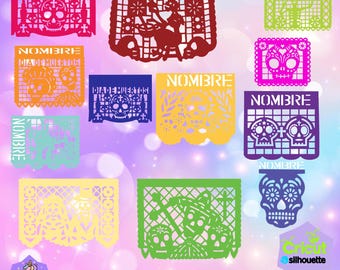 Papel picado Mod 12. Includes stencil fonts