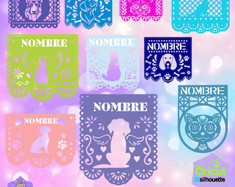 Papel picado PETS Mod 1. Includes stencil fonts