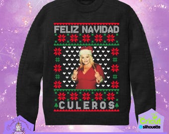 Jenni Rivera Merry Christmas, includes typography, ugly sweater, Jenni sweater, norteño singers, Christmas, Jenni sweater
