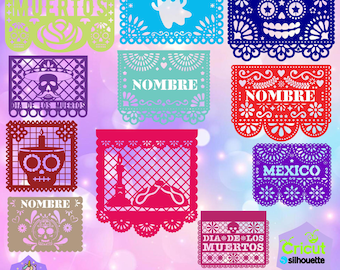 Papel picado Mod 2. Includes stencil fonts