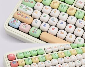 Keycaps 140 Keys - Kawaii Keycap Set , MOG Profile, PBT Keycaps | Cute, Kawaii Aesthetic , Anime Keycaps | Mechanical Keyboard Keycaps