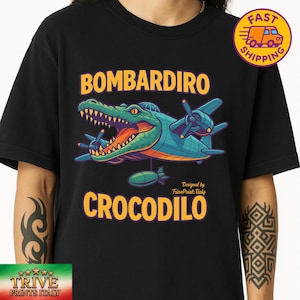 Camiseta Bombardino Crocodilo Crocodilo Meme Camiseta Crocodilo Meme Camiseta Italiana Engraçada Brain Rot Camiseta Rap Bootleg da Moda Roupa Estranha Presente