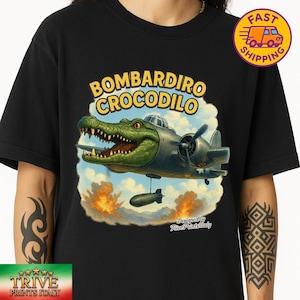 Bombardino Crocodilo Meme Tee Crocodile Meme T-Shirt Funny Italian Bombardino Graphic Tee Vintage Rap Bootleg Crocodilo Top Trending Shirt