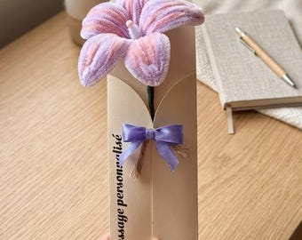 Fiore in ciniglia bicolore | Regalo personalizzato per la festa della mamma, per insegnanti | Fiore su misura | Piccolo regalo unico