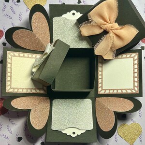 Svart och glitterexplosionsask | Anpassningsbar scrapbooking-överraskningsask | Unik födelsedags- eller alla hjärtans dag-present