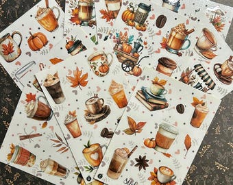 Herbst-Aufkleber | 3er-Set nach Wahl | Kürbis, Kaffee, Schokolade, Gemütlich, Planer, Journal, Scrapbooking, Bujo
