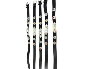 Cinturón vintage auténtico estilo western con joyas, cinturones novedosos de cuero con tachuelas de los años 60, estilo americano