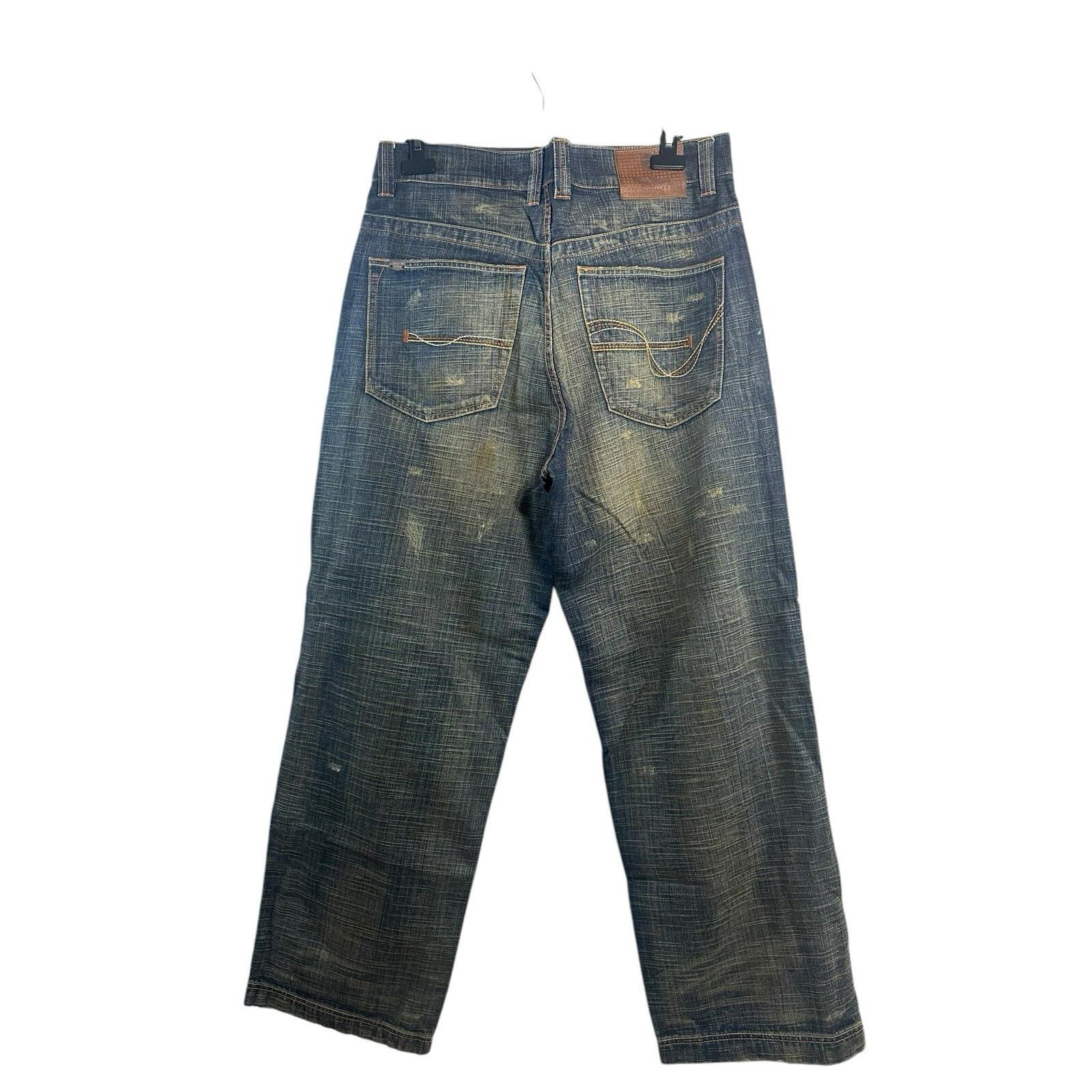Vintage Pepe London Baggy Denim Jeans Distressed Mud Hip Hop 90s 