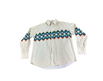Vintage Wrangler Western Shirt Mens XL Pearl Snap Long Sleeve Brushpopper
