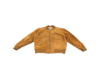 Vintage Le Château Suede Bomber Jacket Blouson Beige Brown Coat