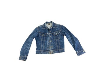Vintage Lee Denim Jacket Made In Canada Patina Whiskering 70s 80s 90s Selvedge