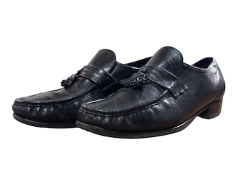 vintage Mocassins Como Moc Toe à pampilles Florsheim Cuir de chevreau noir