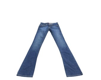 Vintage DKNY JEANS Soho Bootcut Flare Medium Wash Blue Denim Pants Y2K