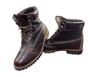Vintage Timberland Brown Full Grain Leather Boots Size 13M – Combat Style