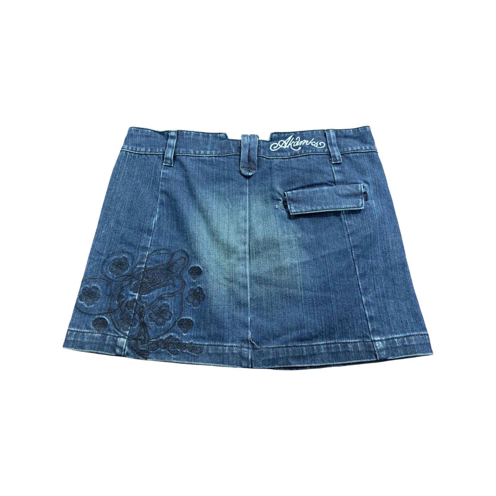Vintage New Akademiks Akdmks Denim Mini Skirt Blue Dark Wash Denim