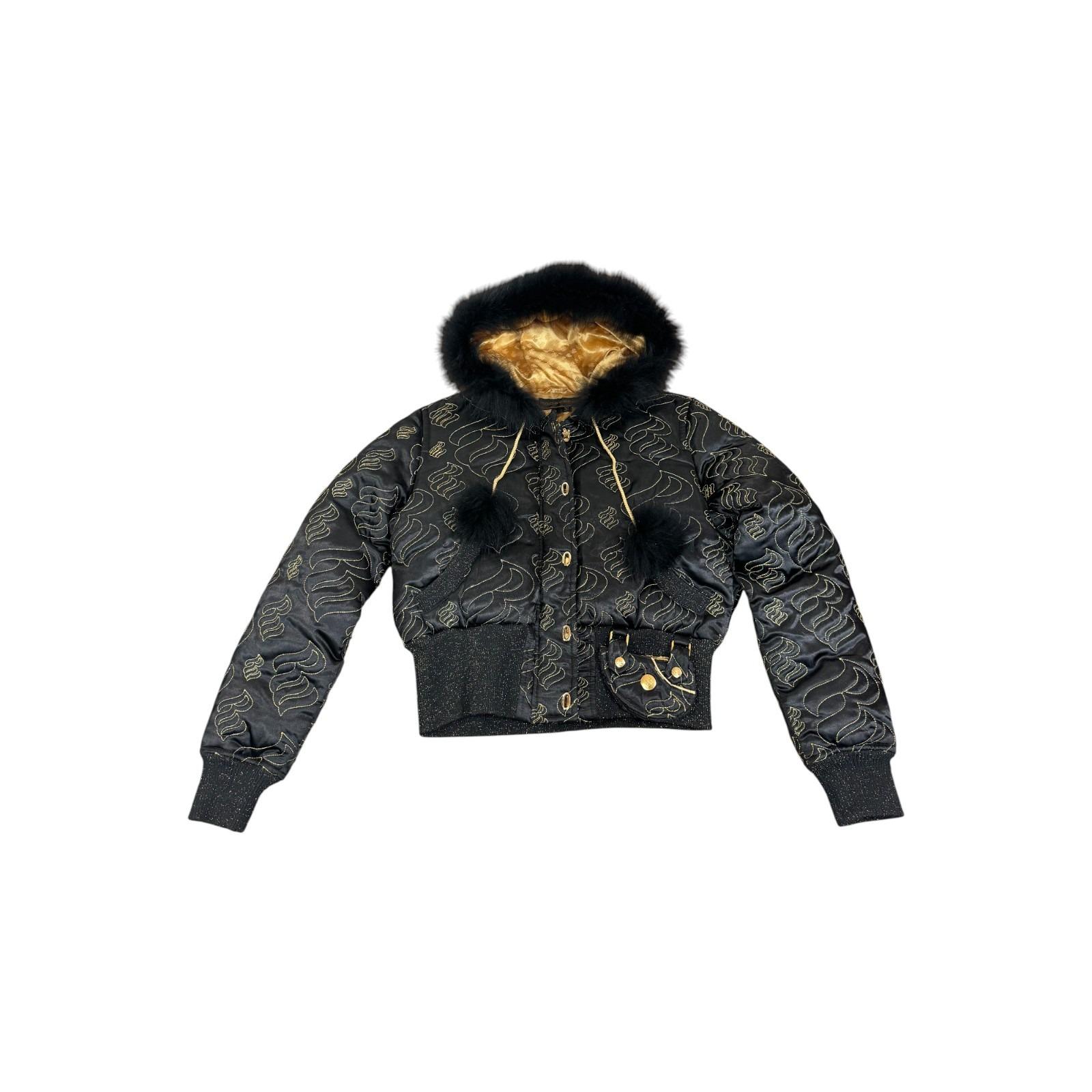 Vintage Rocawear Black Gold Embroidered Jacket Coat Y2K Jayz Punk